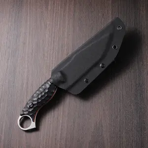 Multifunctional camping knife with a comfortable non-slip handle, comes with a black sheath, suitable for peeling in the home kitchen, outdoor camping, barbecues, and cooking.