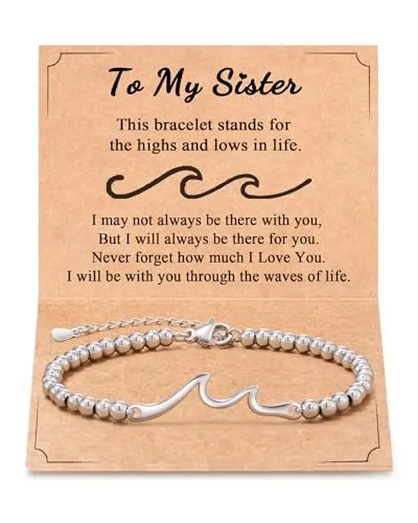 Sister Gifts Bracelet The Waves of Life We've Through Together, Big Sister Little Sister Gift, Sister Birthday Gifts Christmas Gifts