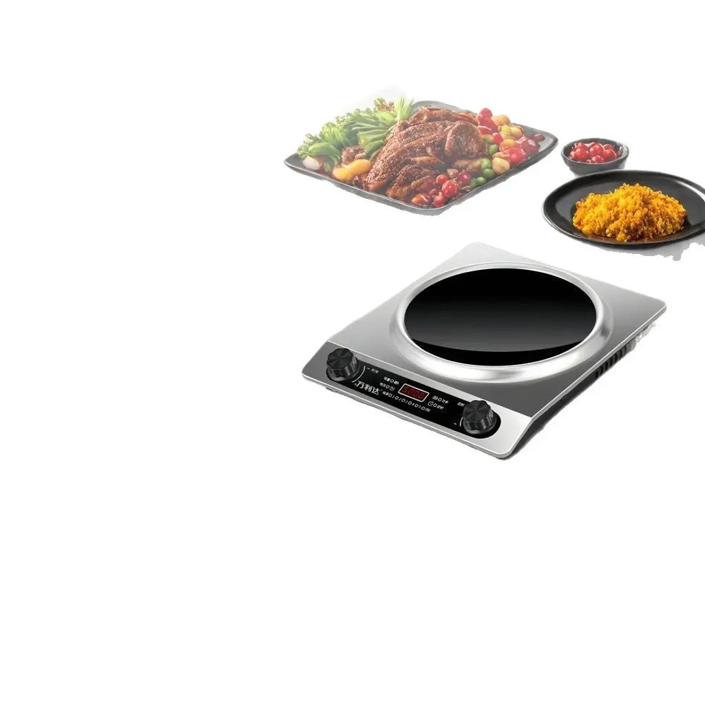 5000W Power Concave Induction Cooker - 39x33cm High-Power Household Stove, 3000W & Above, Strong Fire, Multi-Cooking, Digital Temperature Control, Energy Efficient, Spill Proof, Round Base Fit for Family Cooking, Canteens