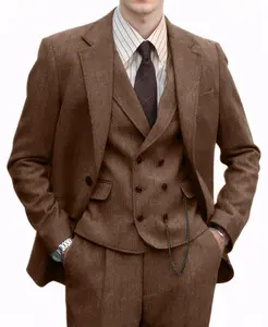 Men‘s Suit Tweed Herringbone Suits for Wedding & Party & Workwear