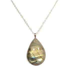 Labradorite Teardrop Pendant Necklace