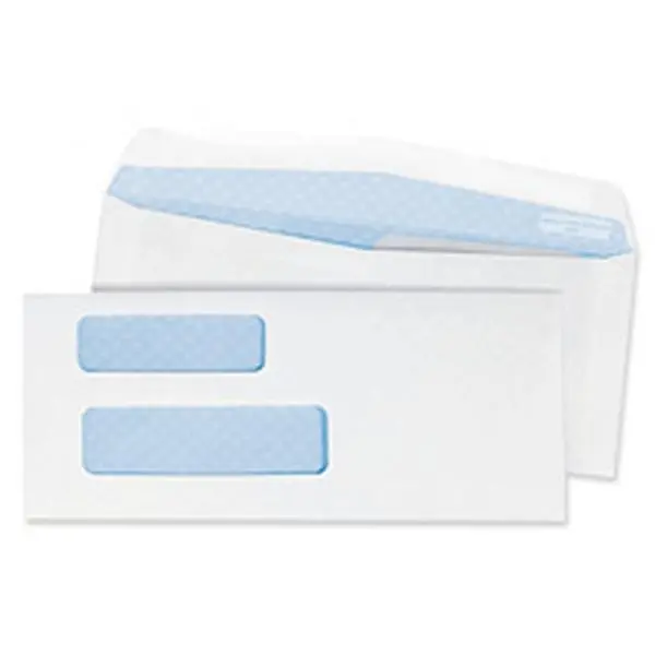 Double Window Business Envelope, 24 lb. White Wove Paper, No. 8 Size (5/8in x 3 5/8in), 500 Count, Added Privacy, Easy Return & Mailing Address Display, For General Business Forms