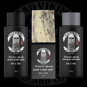 Mad Viking Beard Wash, Beard Conditioner, and Bar Soap Bundle