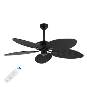 Raffles 52" Bohemian Industrial Iron/Plastic Mobile-App/Remote-Controlled 6-Speed Palm Blade Ceiling Fan
