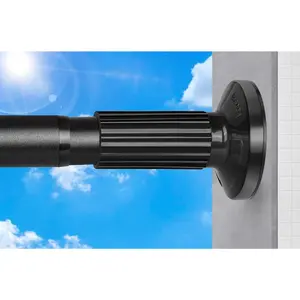 Tension Curtain Rod 51-165In(4.25-13.75Ft), Extra Long Outdoor Curtain Rod No Drilling for Window or Bathroom Patio, Adjustable Spring Shower Rod, Easy to Install Never Rust, Rod Diameter 1.26In-Black