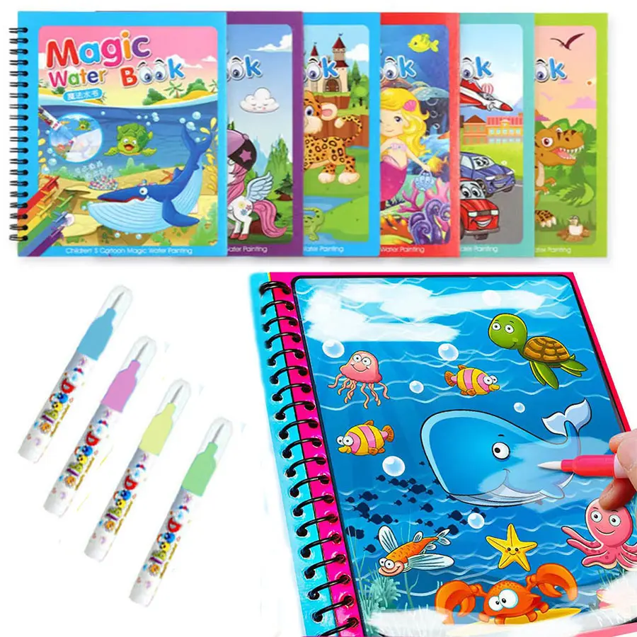 Reusable Watercolor Drawing Book Set, Water Coloring Books, Educational ...