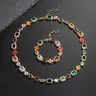 ICED CHICS Unisex Necklace & Bracelet Set (2pcs/set), Trendy Jewelry Set, Fashionable Colorful Zirconia for All Seasons, Cross Accent, Hip Hop Street Style, Perfect Gift