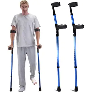 VEVOR Forearm Crutches for Adults, 11-Level Height Adjustable Walking Crutches with 4-Level Upper Cuff, Lightweight Aluminum Medical Support Crutches for Leg Injury Surgery Disabled, 1 Pair (350LBS)VEVOR Super Brand Day