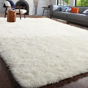 Fluffy Shag Area Rugs for Bedroom Living Room, Cream White Super Soft Fuzzy Shaggy Carpets for Girls Boys Bedroom,Indoor 4x6 Bedside Rug Kids