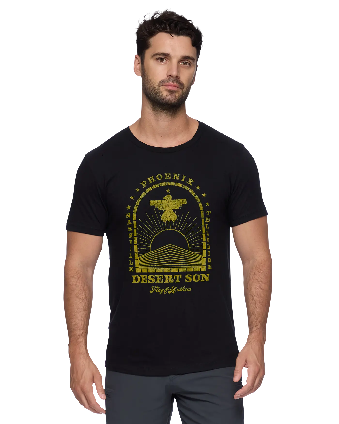Men's Desert Son Graphic Tee Shirt – Ultra Soft Cotton Blend Sunrise Bird T-Shirt by Dierks Bentley