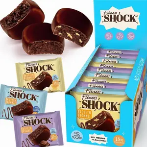 FitnesSHOCK Protein Brownie Variety Pack – Dark Chocolate Dessert Bars – Banana, Coconut & Dark Chocolate – Low Sugar Dessert Alternative (2g Total Sugar) – 10 Count, 10x50g