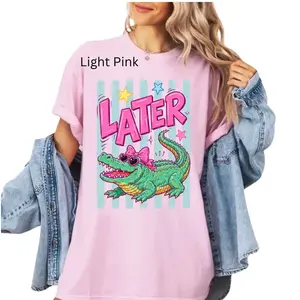 Striped Later Gator W/ bow, Funny Animal, Summer, Later Gator, Trendy Animal T-shirt