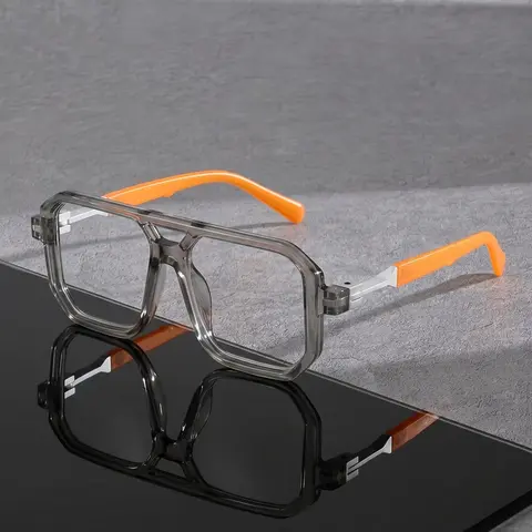 Casual Square Frame Glasses, Retro Double Bridge Full Frame Flat Top, Blue Light Blocking Unisex Daily Wear, Outdoor Fashion Accessory, Eyeglasses Frames, Casual Stylish Glasses, Casual Style Eyewear