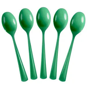 Heavy Duty Emerald Green Plastic Spoons - 7 in. | 50 Count