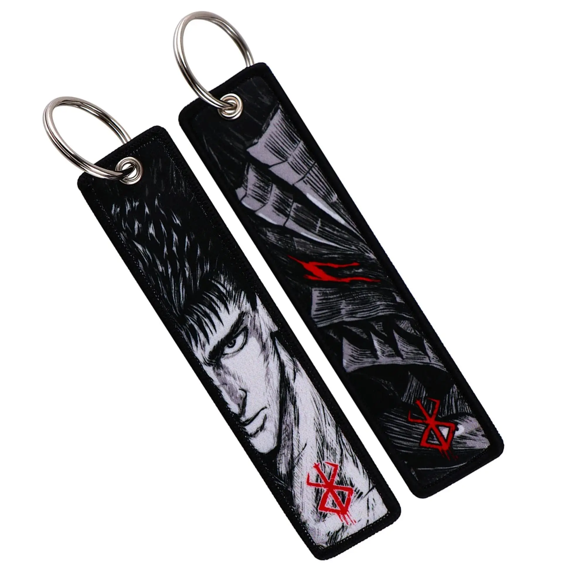 Japanese Anime Berserk Embroidery Key Fobs Manga Keychains for Women Men Car Key Chains Keyring Accessories Backpack Pendant Chain
