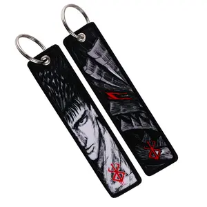 Japanese Anime Berserk Embroidery Key Fobs Manga Keychains for Women Men Car Key Chains Keyring Accessories Backpack Pendant Chain