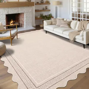 Fan-shaped Border Rug Modern Solid Color Printed Rug Washable Area Rug Soft Non-shedding Ultra-thin for Bedrooms Dining Rooms Farmhouses and Children's Rooms