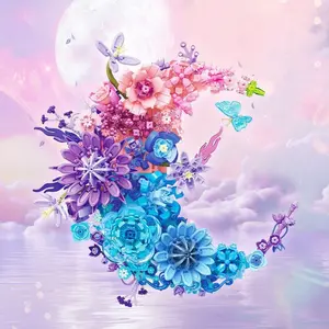 977+ Multicolored Moonflower Bead Set Plant Bouquet Floral Model Display Wall-Mountable Home Decor Flower Perfect Gift for Women & Girls Birthdays, Valentine's Day, Christmas, Halloween, Mother's Day, New Year Gifts.