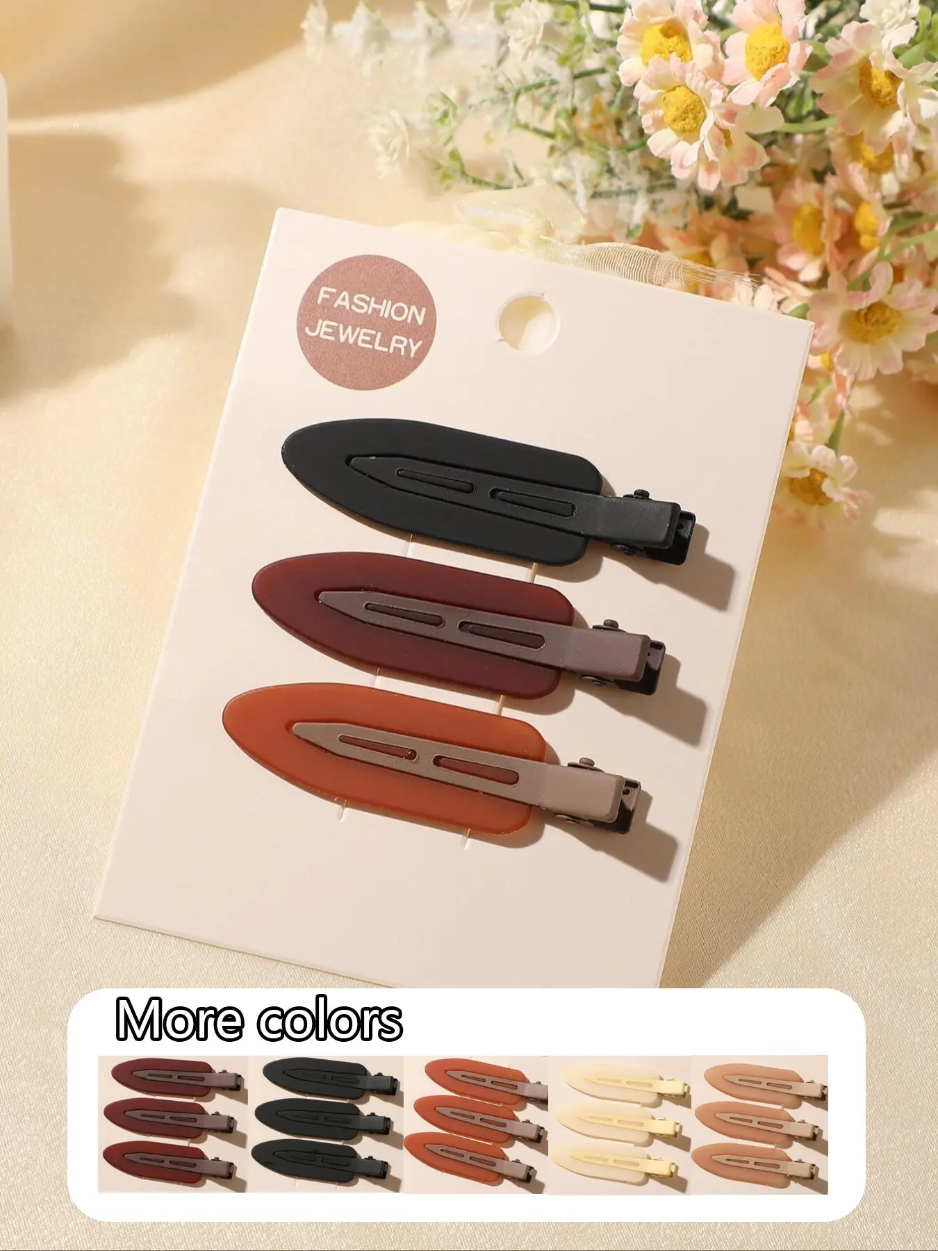3pcs New Simple Solid Color No-Trace Side Clips for Women, Duckbill Hair Clips for Bangs and Short Hair, Daily Styling Accessories, Hair Clip Set