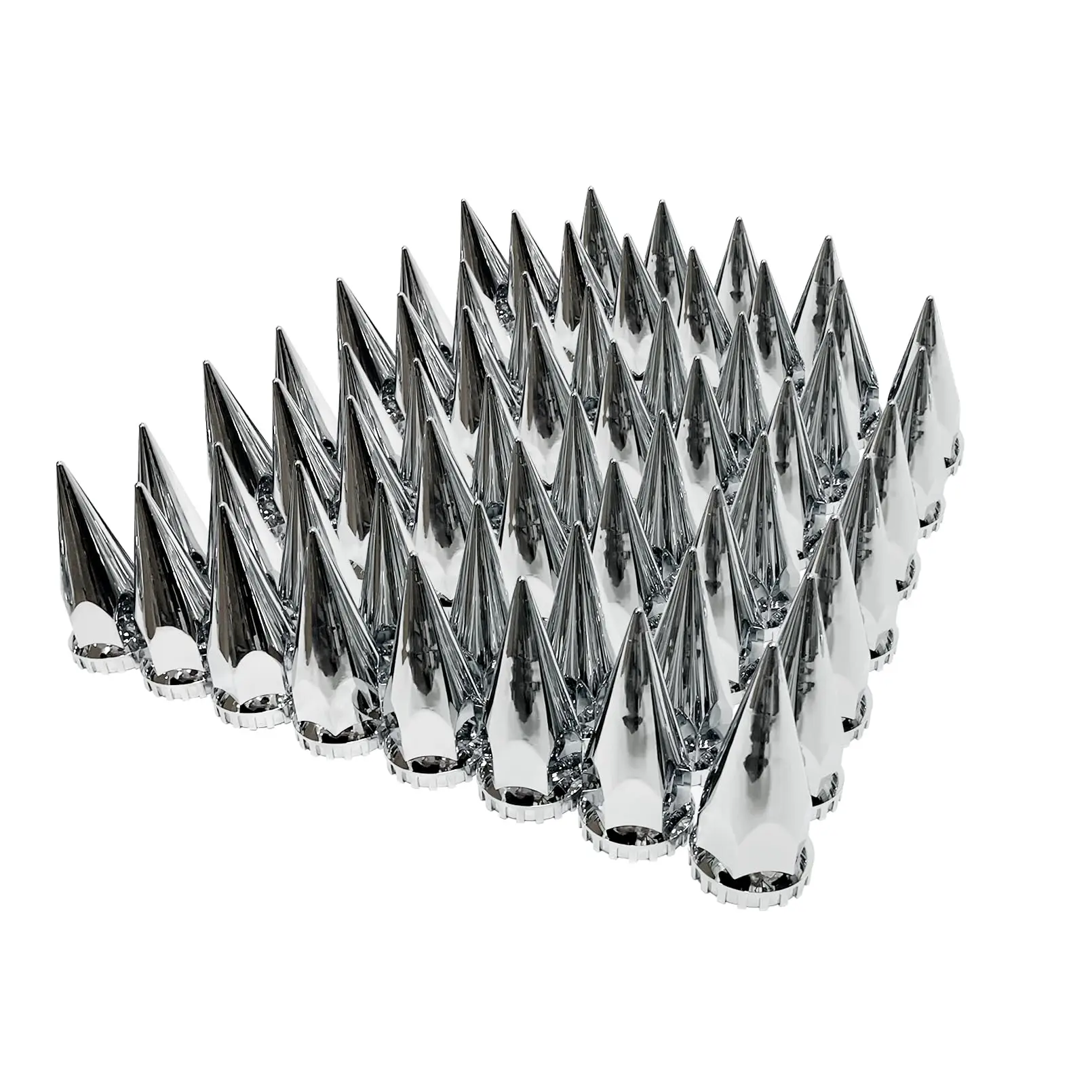 60 Pack Spike Lug Nut Covers  33mm By 4-3/4" Thread On Chrome Cover Caps Abs Plastic Anti-rust Screw-on For Semi