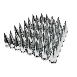 60 Pack Spike Lug Nut Covers  33mm By 4-3/4" Thread On Chrome Cover Caps Abs Plastic Anti-rust Screw-on For Semi