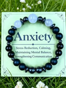 Anxiety Relief Bracelet, Calming Stress Reduction Crystal Beads Bracelet for Mental Balance, Healing Crystal Bracelet