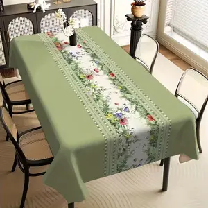 Spring and Summer Floral Print Tablecloth, Square Tablecloth, suitable for holiday parties, hotel parties, camping, coffee tables, bedrooms, and kitchens; usable in all four seasons.
