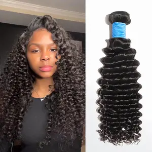 [Opening Sale] Ashine Deep Curly Salon Quality Brazilian Virgin Natural Black Bundles 100% Human Hair Double Weft Deals Full And Thick luxury extensions