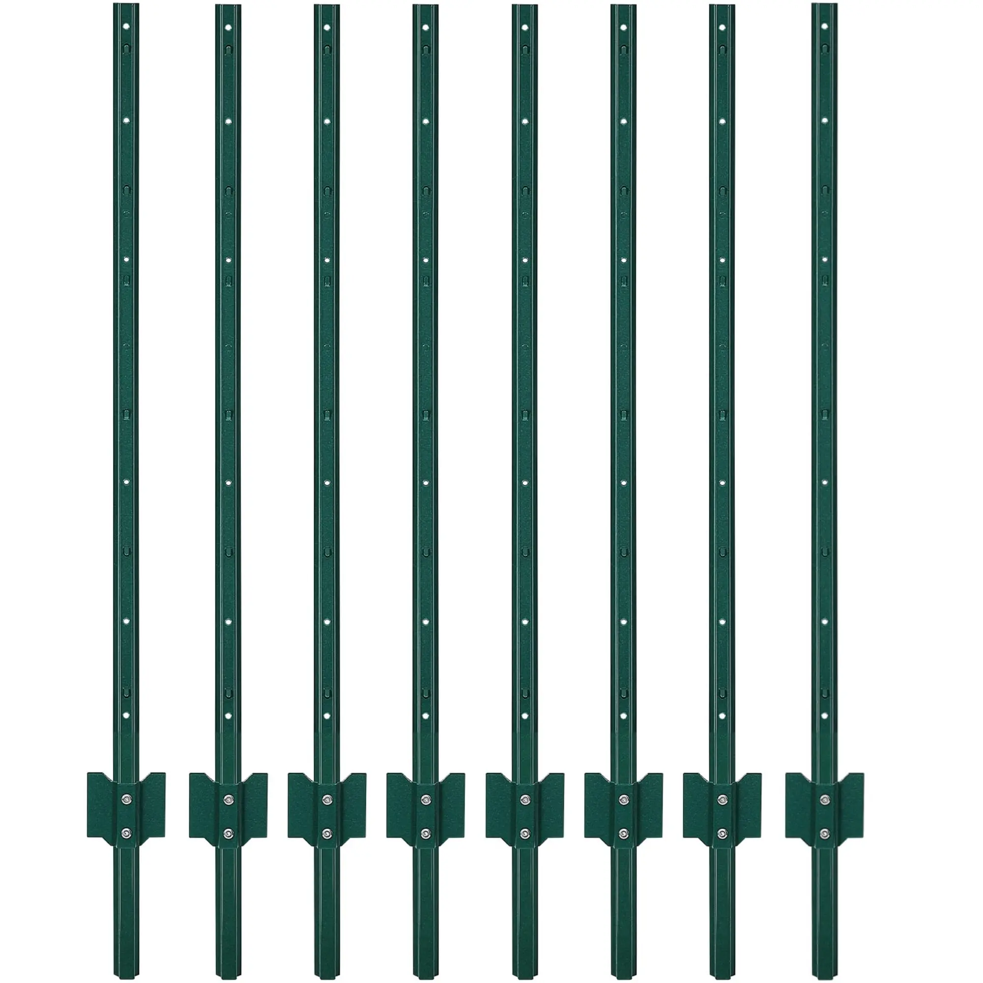 Garvee 4 Feet Metal Fence Posts, 8-Pack U-Channel Steel Stakes for Garden, Yard, Farm, and Outdoor Wire Fencing, Heavy Duty, No-Dig, Green Finish