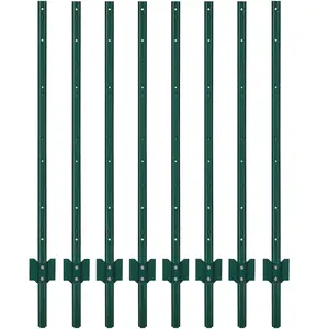 Garvee 4 Feet Metal Fence Posts, 8-Pack U-Channel Steel Stakes for Garden, Yard, Farm, and Outdoor Wire Fencing, Heavy Duty, No-Dig, Green Finish