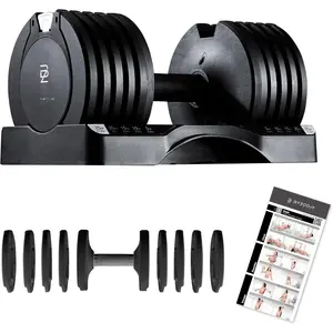 Pure Series Adjustable Dumbbell - 12.5/25/27.5/50/55/75lb -  UNIT OR PAIR(check QTY before purchase) - 5-in-1/ 10-in-1 / 15-in-1 / 21-in-1 Flexible Hand Weights for  Apartment Garage Gym, Strength  &  Workouts, White OR Black