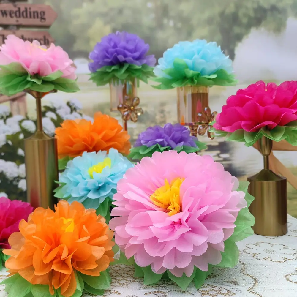 10pcs Decorative Multicolor Handmade Paper Flower Set, Office Table-Window Decor, Wedding Centerpieces-Party Backdrops Event Accents