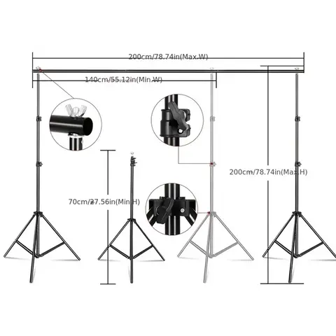 BYXAS Alloy Portable Retractable Backdrop Tripod Stand Kit, 6.5x6.5ft Adjustable Support with 2 Crossbars, 4 Clamps, Carrying Bag, Plastic Sandbag Stabilizer for Baby Photo Shoots, Home/Wedding/Parties Decoration