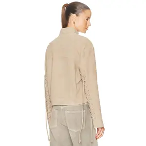 GRLFRND Annika Suede Lace Up Jacket in Desert Sand