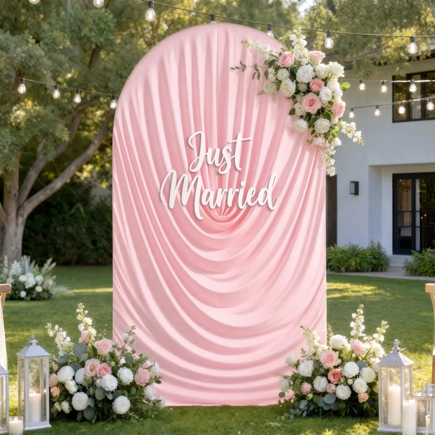 Polyester Spandex Stretch Arch Cover Only, Reusable Wrinkle-Free Soft Elastic Decorative Fabric Draped Backdrop for Arch Frame, Ideal for Romantic Weddings, Graduation, Indoor Party Decor