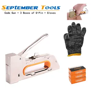 Upholstery Stapler 4/6/8mm Paper Window Tacker Tools with 2400pcs Nails Stainless Steel for Woodworking for Furniture Binding