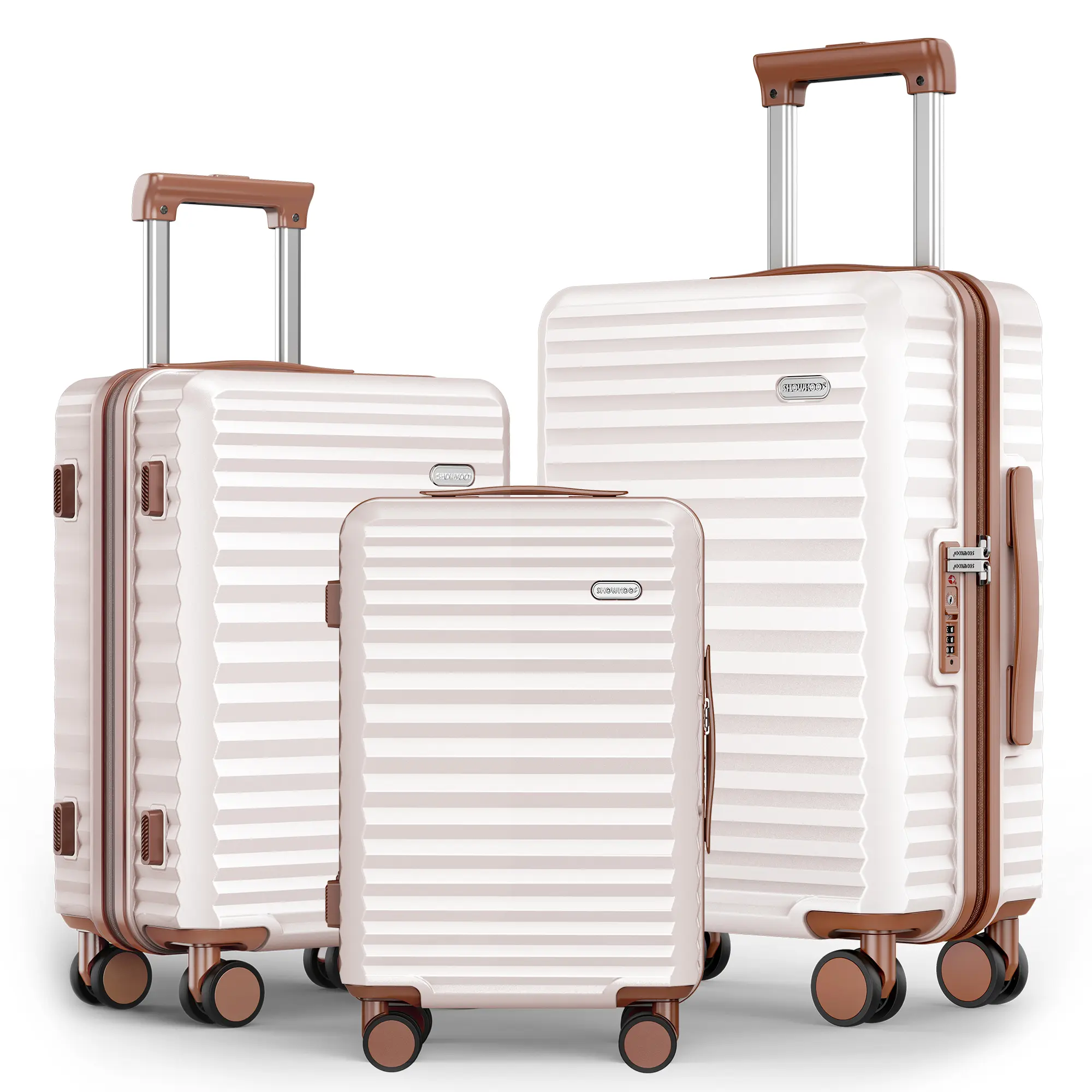 SHOWKOO 3-Piece Luggage Sets, 100% PC Hardshell Suitcase Set,  Lightweight Durable Carry-On Luggage with 360° Spinner Wheels, TSA-approved Lock, Expandable Suitcases for Family Travel sohochic,back to school,back to school haul