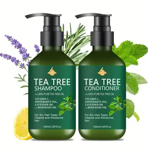 Pure Tea Tree Oil Shampoo & Conditioner Set, Sulfate-Free, Gentle Anti-Itch Dry Scalp Care, Unisex Haircare, Hydrating Formula, 100ML+100ML, Shampoo Treatment Set