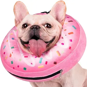 Inflatable Donut Soft Recovery E Collar for Medium Dogs After Surgery to Stop Licking Pink