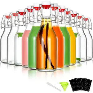 12 Pack Swing Top Glass Bottles 8oz Flip Top Glass Bottles for  Brewing,2nd Fermentation,Kombucha,Kefir,Vanilla Extract,Juice,,Beverages,Soda,Oil,Vinegar,Limoncello,