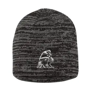 Bigfoot The Thinker On A Tree Stump Embroidered Knit Beanie Cap