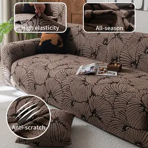 Versatile Four-Season Dual Color Fan Pattern Fleece Sofa Cover, Durable All-Inclusive Couch Protector, Foldable Easy Storage, Pet-Friendly Dustproof