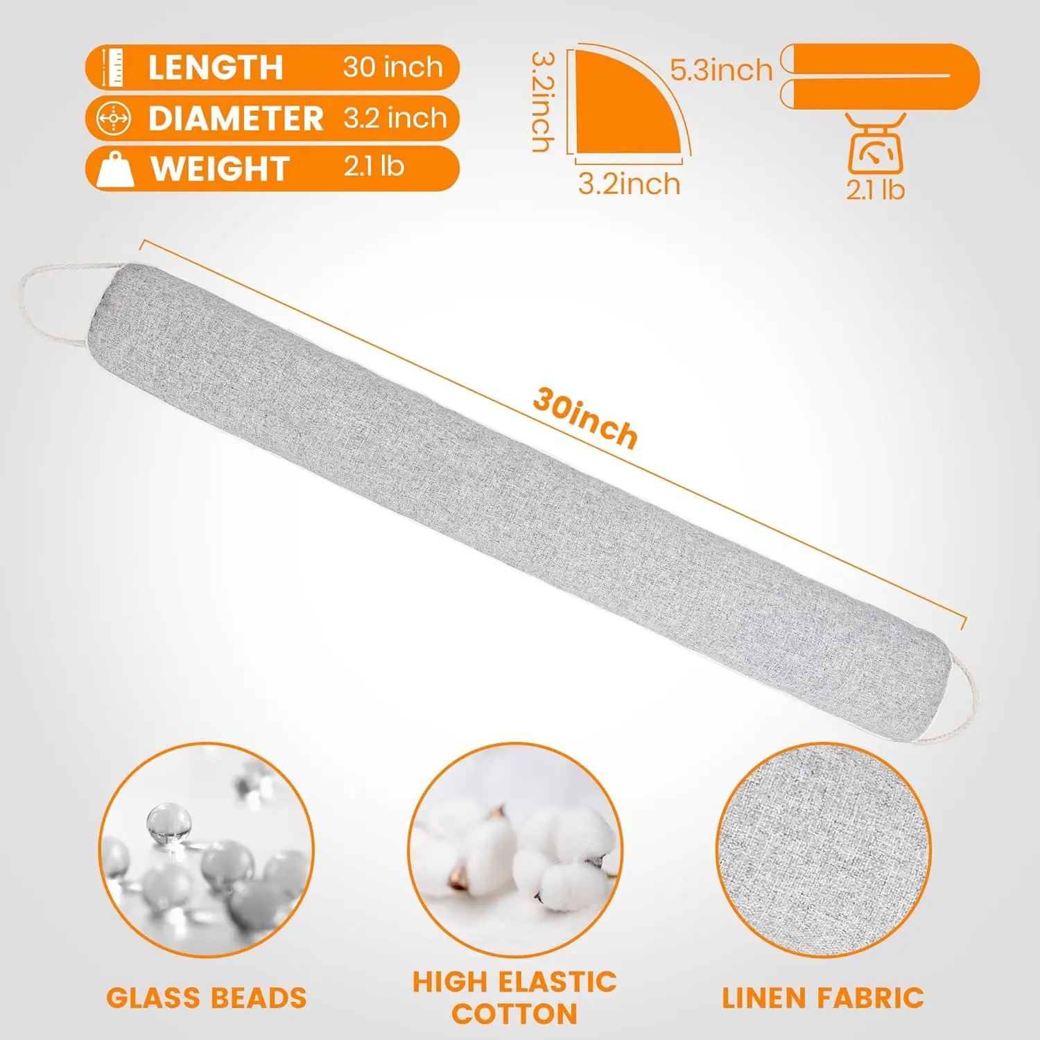 30-Inch Heavy Triangle Under Door Draft Stopper, Cold Air Wind Breeze Noise Blocker, Door Sweep Weather Stripping Bottom Seal, Light Gray Home Supplies, Draft Stoppers
