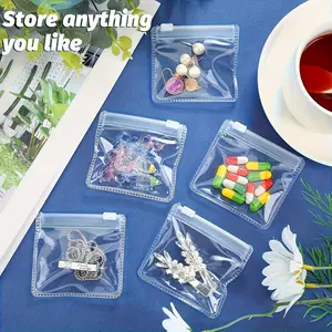 5pcs/10pcs Medicine Storage Bags, Portable Travel Medicine Organizer, Reusable Zipper Bag Set, Jewelry Storage Pouches, Classic Style, Clear