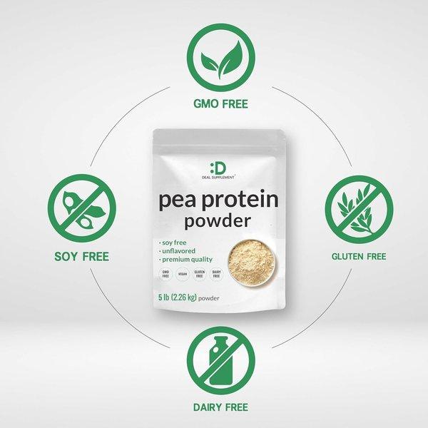 Unflavored Pea Protein Isolate Powder with 27g Vegan Protein Per Serving, Easily Digestible for Shakes, Smoothies & Baking (5lb)