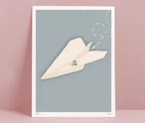Paper Traveler, Paper Plane, Airplane, Wanderlust, Origami, Wall art, Travel poster, wanderlust gifts, Nursery wall art, Airplane poster