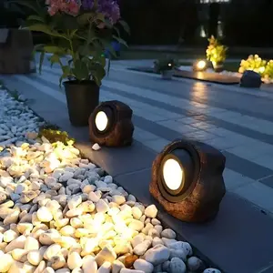 Solar Powered Stone Light, Outdoor LED Ground Inserted Light, Portable Switch Control Landscape Light, Solar Pathway Lights for Park, Villa, Lawn, Wedding, Birthday Decoration