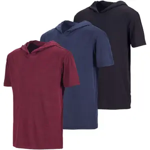 Real Essentials 3 Pack: Boys Dry-Fit Youth Teen Active Athletic Short Sleeve Workout Hoodie - Hooded Pullover Shirts