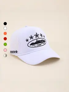 Unisex Star Devil Island Embroidered Truck Hat, Mesh Sponge Sunshade Baseball Cap, Street Fashion Adjustable Hat for Sports and Leisure
