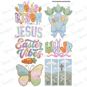 Patchwork Easter Mini DTF Transfer Gang Sheet 24.5" Wide x 36" Long Direct To Film Trendy Vibrant Designs for Stylish Wardrobe